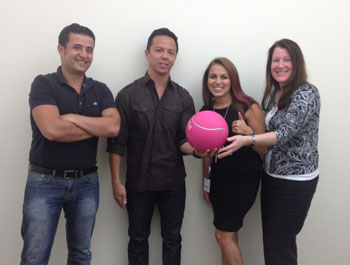 Holding a medicine ball during the daily scrum