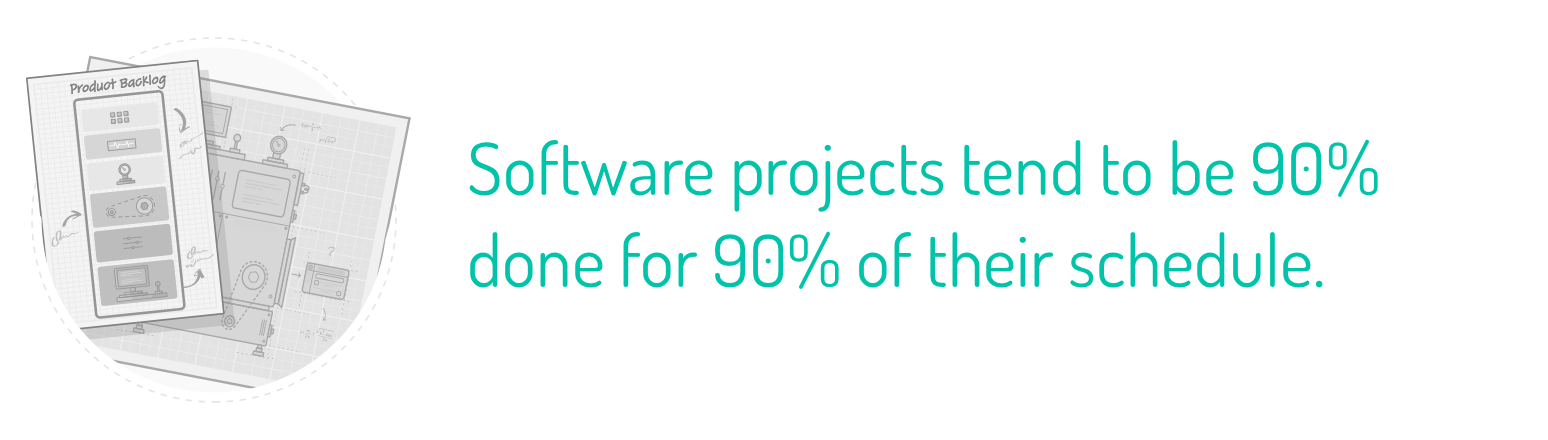 Avoid the 90% syndrome, where software projects are 90% done 90% of the time.